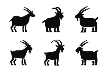 set of Goat icon silhouette vector illustration