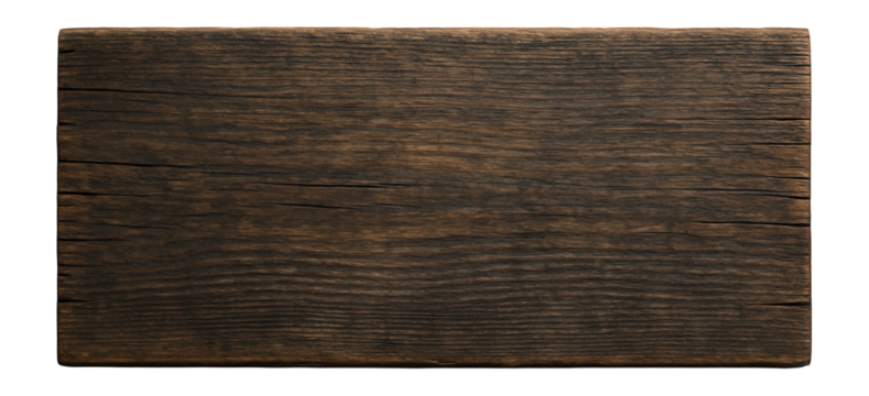Rectangular dark wooden cutting board with rich grain texture on transparent background. - Powered by Adobe