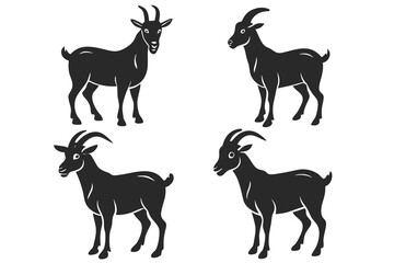 set of Goat silhouette vector illustration