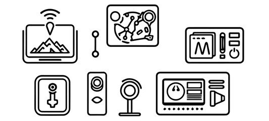 Thin Line Icons of AI-Based Disaster Detection and Emergency Tools
 set of toilet signs vector illustration