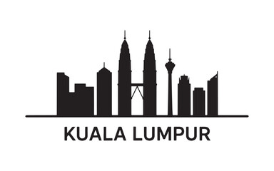 Fototapeta premium Striking Silhouette of Kuala Lumpur Cityscape A Modern Metropolis Depicted in Simple Yet Powerful Black and White Design