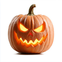 Glowing Jack-o�-Lantern With Curved Smile