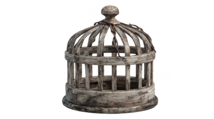 Aged wooden birdcage ornament