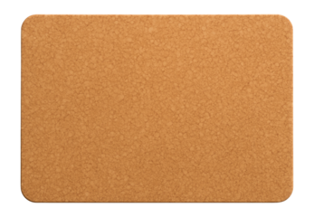 Rectangular cork mat with rounded corners showcasing detailed texture on transparent background.