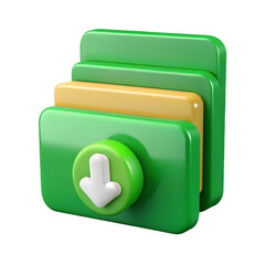 Green 3D Download Folder Icon
