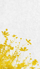 リアルな秋桜を金箔で描いた、和風のシルエットアート