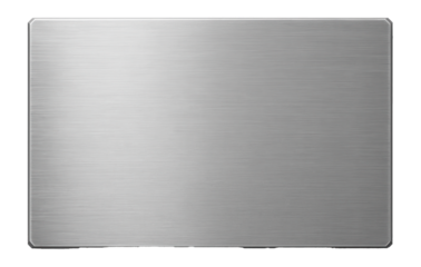 Rectangular sheet of brushed stainless steel with a smooth, reflective surface on transparent background.