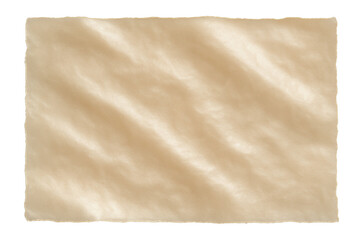 Fototapeta premium Textured beige parchment paper with slightly irregular edges on transparent background.