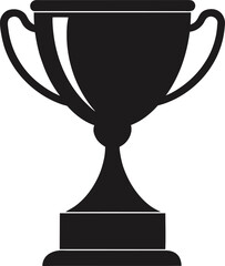 Simple black silhouette of a classic trophy cup with handles on a pedestal