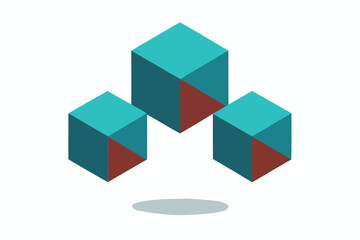 Obraz premium Abstract 3D Cubes Geometric Design, Teal and Brown Color Palette