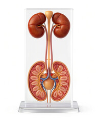 Human urinal system on white background
