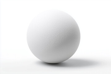 3D rendering of a white ball with slight satin finish, crisp lighting, minimal shadow, pure white background