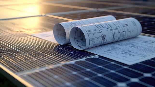 Architectural Plans on Solar Panel Surface