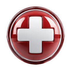 Fototapeta premium Red glossy button with white cross