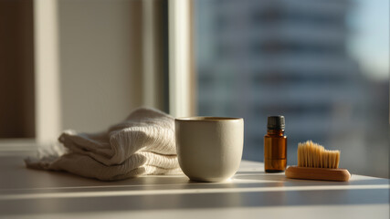 Morning ritual with essential oils and tea