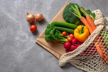 Colorful assortment of vegetables in a bag