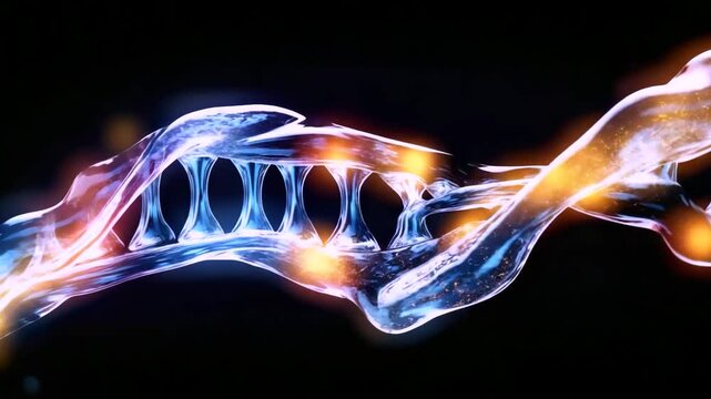 Dna molecule structure that is moving and rotating with anti aging genome editing concepts.Medical technology or biotechnology.