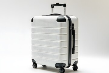 Pristine White Rolling Suitcase with Textured Surface and Black