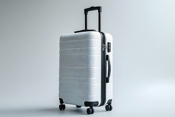 Pristine White Rolling Suitcase with Textured Surface and Black