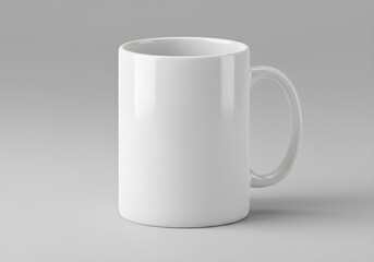 Obraz premium Plain White Ceramic Coffee Mug on Neutral Background | Mockup Template for Branding and Merchandise Presentation