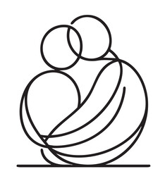 People embracing in continuous line art drawing style. Abstract sketch