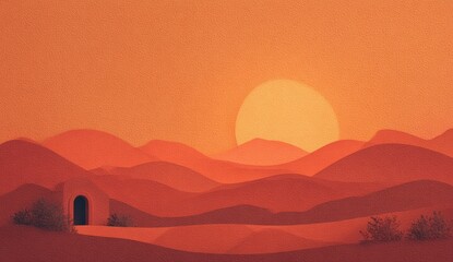 Desert sunrise, simple tomb