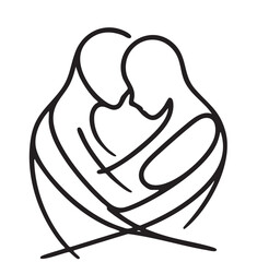 People embracing in continuous line art drawing style. Abstract sketch