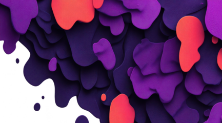 Abstract, vibrant blobs of purple and orange