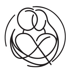 People embracing in continuous line art drawing style. Abstract sketch