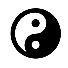 Bold black and white yin yang icon, symbolizing duality, harmony, balance, and interconnected forces in Eastern philosophy and spirituality.
