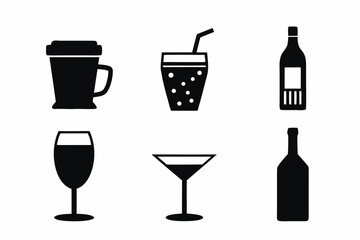 set of Drink silhouette vector illustration