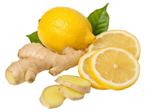 Fresh lemon and ginger combination for health and wellness boosting benefits and immune support