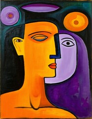 Abstraction composed of shapes, abstract faces. Cubism art style.