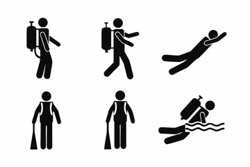 set of Diving icon silhouette vector illustration