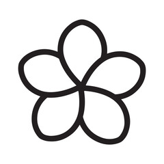 Five pointed flower outline isolated on white background
