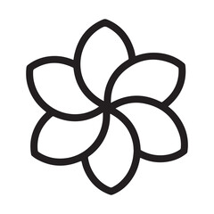 Six pointed flower outline isolated on white background