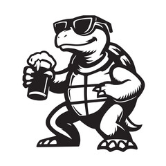 Funny cartoon animal zombie turtle vector illustration