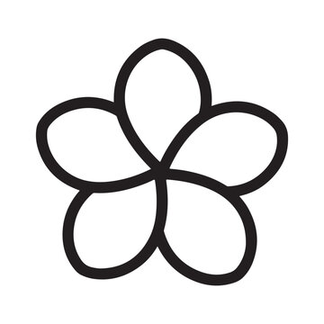Five pointed flower outline isolated on white background