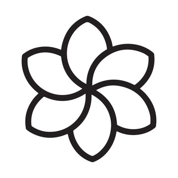 Six pointed flower outline isolated on white background