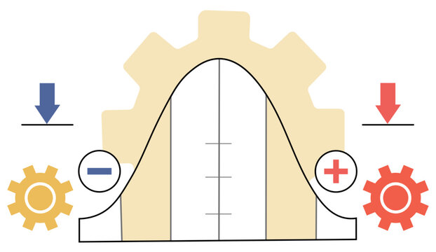 Bell Curve Illustrating the Adoption Lifecycle of Different Software Versions With Download Symbols and Gear Icons in a Clean Minimal Style for Technology Tracking
