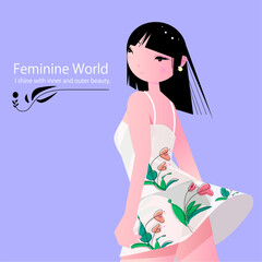 ボタニカルな夏の女性イメージ