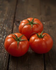 Fresh Tomatoes on Rustic Wooden Table