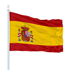 flag of spain waving isolated on white background