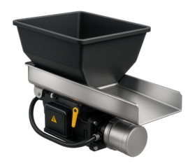 Portable vibratory feeder with a detachable hopper for temporary setups in a construction site