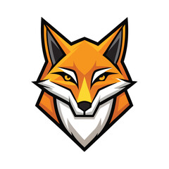 Vivid orange fox head with striking yellow eyes stares intensely on a bright, white backdrop