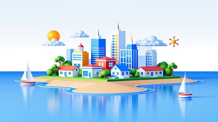 3D green urban agglomeration scene