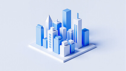3D blue digital city
