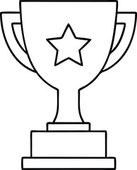 Trophy cup with star icon Simple thin outline