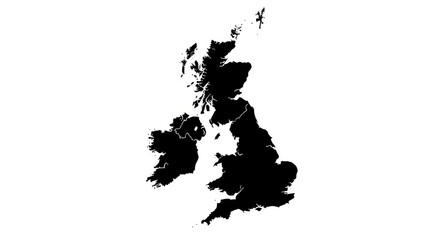 Obraz premium Silhouette of the United Kingdom Map in Black on White Background
