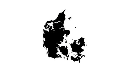 Obraz premium Silhouette Map of Denmark in Black on White Background for Geography and Travel Content